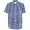 imageAmazon Essentials Mens RegularFit ShortSleeve Poplin ShirtNavy Plaid