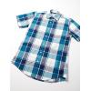 imageAmazon Essentials Mens RegularFit ShortSleeve Poplin ShirtTeal Blue White Large Plaid