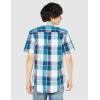 imageAmazon Essentials Mens RegularFit ShortSleeve Poplin ShirtTeal Blue White Large Plaid