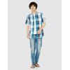 imageAmazon Essentials Mens RegularFit ShortSleeve Poplin ShirtTeal Blue White Large Plaid