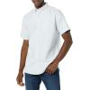 imageAmazon Essentials Mens SlimFit Short Sleeve Stretch Oxford Shirt with PocketPowder Blue Vertical Stripe