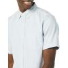 imageAmazon Essentials Mens SlimFit Short Sleeve Stretch Oxford Shirt with PocketPowder Blue Vertical Stripe