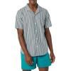 imageAmazon Essentials Mens Vacation Cotton ButtonDown Resort Shirt Short SleeveBlue Stripe