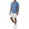 imageAmazon Essentials Mens Vacation Cotton ButtonDown Resort Shirt Short SleeveIndigo Palm Leaf Print