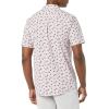 imageAmazon Essentials Mens Vacation Cotton ButtonDown Resort Shirt Short SleeveLavender Palm Leaf Print