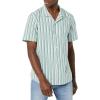 imageAmazon Essentials Mens Vacation Cotton ButtonDown Resort Shirt Short SleeveLight Blue Stripe