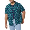 imageAmazon Essentials Mens Vacation Cotton ButtonDown Resort Shirt Short SleeveNavy Palm Leaf