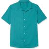 imageAmazon Essentials Mens Vacation Cotton ButtonDown Resort Shirt Short SleeveTeal Blue
