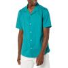 imageAmazon Essentials Mens Vacation Cotton ButtonDown Resort Shirt Short SleeveTeal Blue