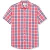 imageAmazon Essentials Mens RegularFit ShortSleeve Poplin ShirtWashed Red Windowpane