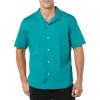 imageAmazon Essentials Mens Vacation Cotton ButtonDown Resort Shirt Short SleeveTeal Blue