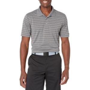 imageAmazon Essentials Mens Golf Polo Shirt MoistureWicking Quick Dry Short SleeveMedium Grey Heather White Stripe