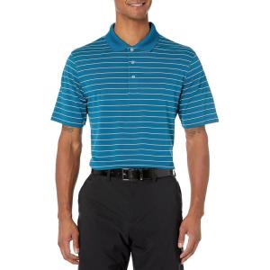 imageAmazon Essentials Mens Golf Polo Shirt MoistureWicking Quick Dry Short SleeveTeal Blue White Stripe