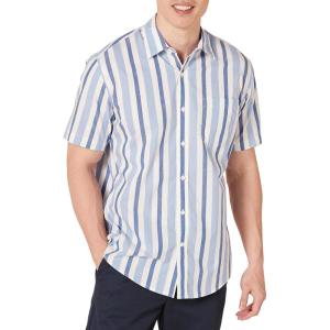 imageAmazon Essentials Mens RegularFit ShortSleeve Poplin ShirtBlue White Stripe