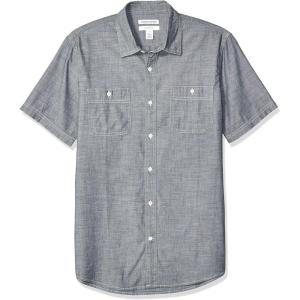 imageAmazon Essentials Mens RegularFit ShortSleeve Poplin ShirtGrey