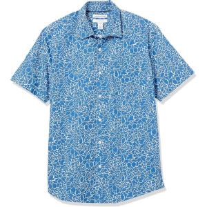 imageAmazon Essentials Mens RegularFit ShortSleeve Poplin ShirtNavy Floral