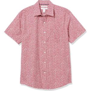 imageAmazon Essentials Mens RegularFit ShortSleeve Poplin ShirtWashed Red Roses