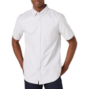 imageAmazon Essentials Mens SlimFit Short Sleeve Stretch Oxford Shirt with PocketLight Grey
