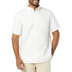 imageAmazon Essentials Mens SlimFit Short Sleeve Stretch Oxford Shirt with PocketWhite