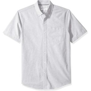 imageAmazon Essentials Mens SlimFit ShortSleeve Pocket Oxford Shirt  Discontinued ColorsGrey