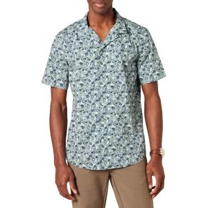 imageAmazon Essentials Mens Vacation Cotton ButtonDown Resort Shirt Short SleeveBlue Floral