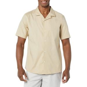 imageAmazon Essentials Mens Vacation Cotton ButtonDown Resort Shirt Short SleeveKhaki Brown