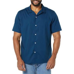 imageAmazon Essentials Mens Vacation Cotton ButtonDown Resort Shirt Short SleeveNavy