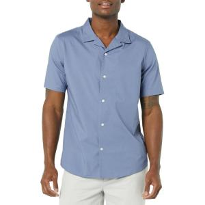 imageAmazon Essentials Mens Vacation Cotton ButtonDown Resort Shirt Short SleeveWashed Blue