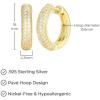 imageAmazon Essentials Cubic Zirconia Pave Hoop Earrings in 18k Gold Plated Sterling Silver