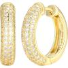 imageAmazon Essentials Cubic Zirconia Pave Hoop Earrings in 18k Gold Plated Sterling Silver