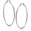 imageAmazon Essentials Stainless Steel Rounded Tube Hoop Earrings 50mm previously Amazon CollectionStainless Steel