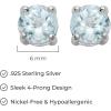 imageAmazon Essentials Sterling Silver Round Birthstone Stud Earrings previously Amazon CollectionBlue Aquamarine  March