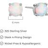 imageAmazon Essentials Sterling Silver Round Birthstone Stud Earrings previously Amazon CollectionCreated Opal October