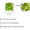 imageAmazon Essentials Sterling Silver Round Birthstone Stud Earrings previously Amazon CollectionGreen Peridot  August