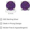 imageAmazon Essentials Sterling Silver Round Birthstone Stud Earrings previously Amazon CollectionPurple Amethyst  February