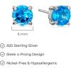 imageAmazon Essentials Sterling Silver Round Birthstone Stud Earrings previously Amazon CollectionSwiss Blue Topaz December