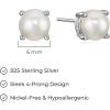 imageAmazon Essentials Sterling Silver Round Birthstone Stud Earrings previously Amazon CollectionWhite Pearl  June