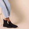 imageAmazon Essentials Womens Exterior Zip Flat Ankle BootBlack Faux Leather