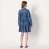 imageAmazon Essentials Womens Fit and Flare Denim Chambray LongSleeve Tiered ShirtdressClassic Medium Wash