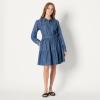imageAmazon Essentials Womens Fit and Flare Denim Chambray LongSleeve Tiered ShirtdressClassic Medium Wash