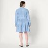 imageAmazon Essentials Womens Fit and Flare Denim Chambray LongSleeve Tiered ShirtdressIced Blue Light Wash