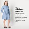 imageAmazon Essentials Womens Fit and Flare Denim Chambray LongSleeve Tiered ShirtdressIced Blue Light Wash