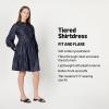 imageAmazon Essentials Womens Fit and Flare Denim Chambray LongSleeve Tiered ShirtdressRinse