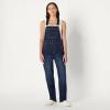 imageAmazon Essentials Womens Medium Stretch Denim RelaxedFit Straight Leg OverallsDark Midnight Wash