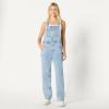 imageAmazon Essentials Womens Medium Stretch Denim RelaxedFit Straight Leg OverallsIced Blue Light Wash