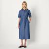 imageAmazon Essentials Womens RegularFit Denim Chambray LongSleeve ButtonUp Midi DressClassic Medium Wash