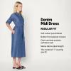 imageAmazon Essentials Womens RegularFit Denim Chambray LongSleeve ButtonUp Midi DressClassic Medium Wash