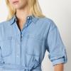 imageAmazon Essentials Womens RegularFit Denim Chambray LongSleeve ButtonUp Midi DressIced Blue Light Wash