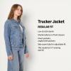 imageAmazon Essentials Womens RegularFit Low Stretch Denim ButtonFront Trucker JacketAuthentic Medium Wash