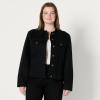 imageAmazon Essentials Womens RegularFit Low Stretch Denim ButtonFront Trucker JacketBlack